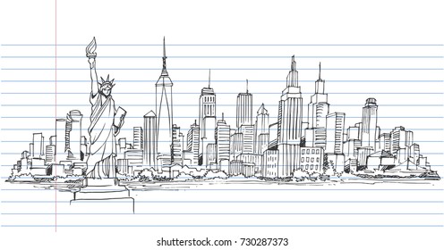 new york city skyline drawing