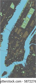 New York vector map with dark colors.