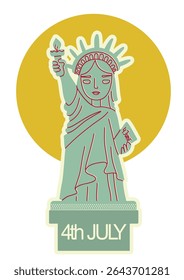New York vector poster with Statue of Liberty illustration background for design, website, presentation, cards, icons, stickers. New York with lettering text.