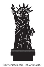 New York vector poster with Statue of Liberty illustration background for design, website, presentation, cards, icons, stickers. New York with lettering text.
