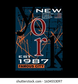 new york vector typography design t shirt print illustration art