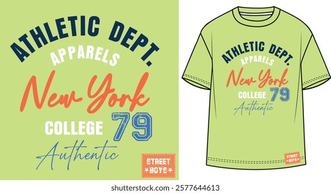 New York  Vintage typography slogan college team athletic dept. vector print, for graphic tee, hoodie or sweatshirt and other uses.