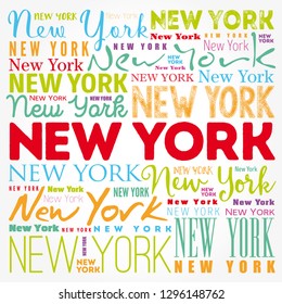 New York wallpaper word cloud, travel concept background