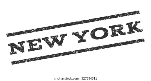 New York watermark stamp. Text tag between parallel lines with grunge design style. Rubber seal stamp with unclean texture. Vector gray color ink imprint on a white background.
