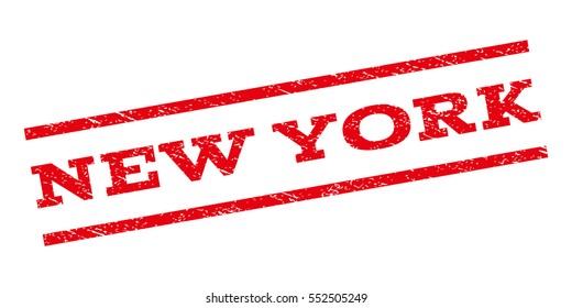 New York watermark stamp. Text tag between parallel lines with grunge design style. Rubber seal stamp with dirty texture. Vector red color ink imprint on a white background.
