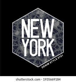 NEW YORK, WORD DESIGN, GRUNGE TEXTURE BACKGROUND, HEXAGON, FOR T SHIRT DESIGN, PRINT. 