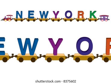 new york word on the toy train