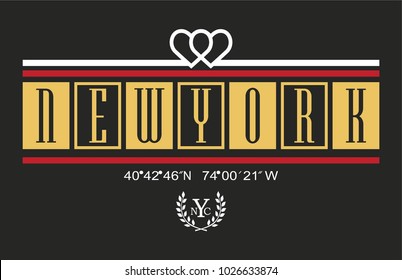 New York writing typography, tee shirt graphics, slogan, vector