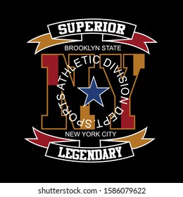 new york,brooklyn legend,typography graphic t shirt for print vector illustration design