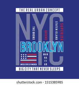 New york,brooklyn typography for t shirt print,vectors