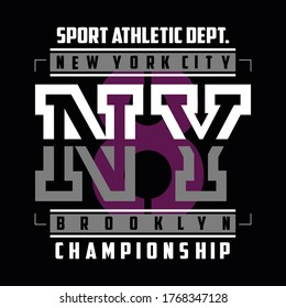 new york,brooklyn,athletic tee typography graphic t shirt print vector illustration design