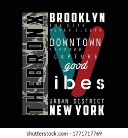 new york,brooklyn,good vibes tee typography graphic t shirt print vector illustration design