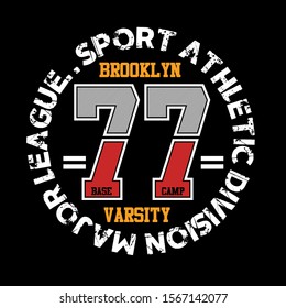 new york,brooklyn,sports athletic numbers,typography graphic t shirt print vector illustration design