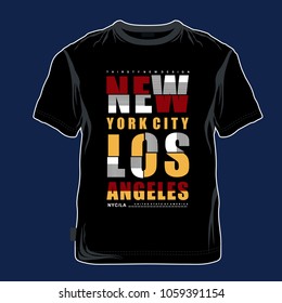 new york/los angeles typography tee shirt design, vector illustration for printing 