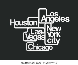 New York,Los angeles,Las vegas,Chikago,Huston sticker emblem t shirt design