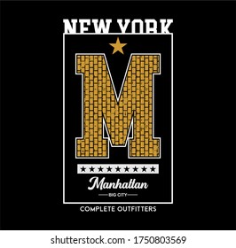 NEW YORK,MANHATTAN TYPOGRAPHY T-SHIRT DESIGN PRINT