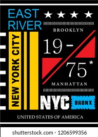 NEW YORK/NYC/BROOKLYN/MANHATTAN/stock vector illustration/T shirt Design typography/shirt print design 