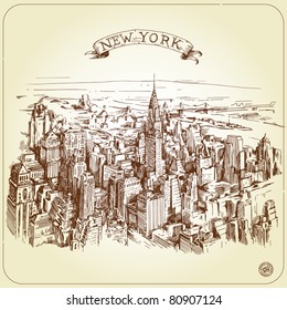 new york-original hand made drawing