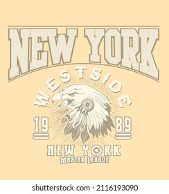 New york.Retro college varsity typography california slogan print, vector illustration, for t-shirt graphic.