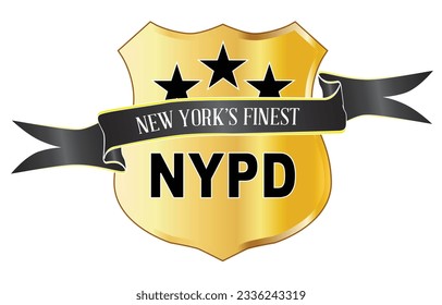 New Yorks Finest NYPD spoof law officer shield badge isolated on white.