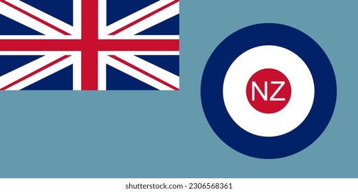 New Zealand Air force flag vector illustration isolated. New Zealand aviation proud military symbol. National coat of arms soldier troops. Patriotic air plane emblem. Commonwealth United Kingdom.