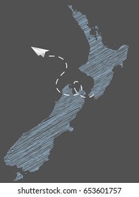 The New Zealand Airline Concept Illustration with A Paper Plane 