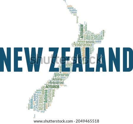 New Zealand - Aotearoa vector illustration word cloud isolated on white background.