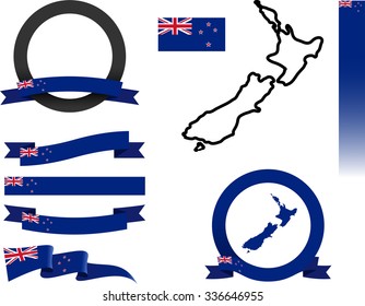 New Zealand Banner Set. Vector graphic banners and ribbons representing New Zealand.