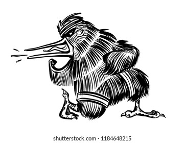 the New Zealand bird kiwi is dancing the haka