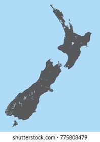 New Zealand black map, Illustration.