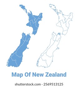 New Zealand 
Blue map flat regions border outline vector illustration