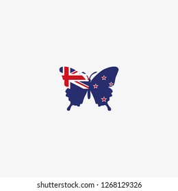 New Zealand butterfly flag graphic element Illustration template design