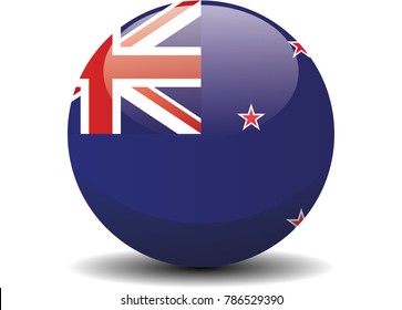 New Zealand circle button flag background texture. Vector illustration.