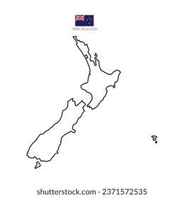 New Zealand contour vector map with flag in color. Background map eps 10	

