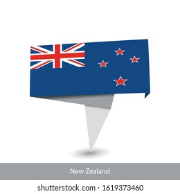 New Zealand Country flag. Folded ribbon banner flag. Flat flag vector illustration.