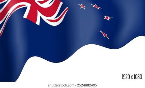 New Zealand country flag realistic independence day background. New Zealand commonwealth banner in motion waving, fluttering in wind. Festive patriotic HD format template for independence day