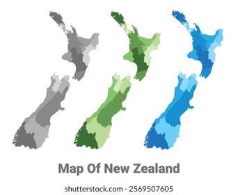 New Zealand country map in different colors