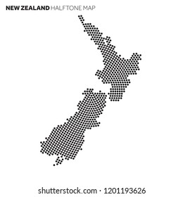 New Zealand country map made from radial halftone pattern