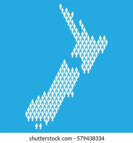 New Zealand country map made up of people icon