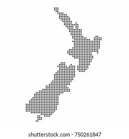 New Zealand country map made from abstract halftone dot pattern