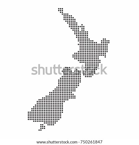 New Zealand country map made from abstract halftone dot pattern