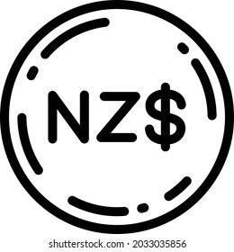 New Zealand Dollar Coin Icon Vector Illustration