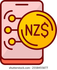 New Zealand Dollar Filled Style Icon Design