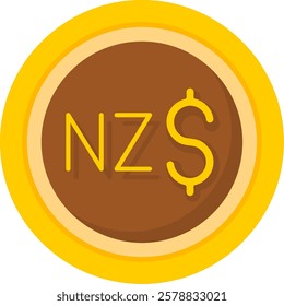 New Zealand Dollar Flat Style Icon Design