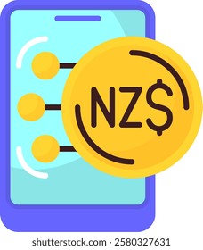 New Zealand Dollar Flat Style Icon Design