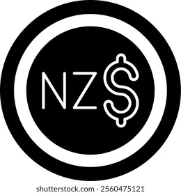 New Zealand Dollar Solid Style Icon Design