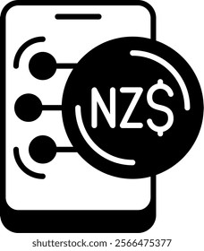 New Zealand Dollar Solid Style Icon Design