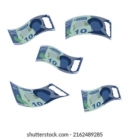 New Zealand Dollar Vector Illustration. New Zealand money set bundle banknotes. Falling, flying money 10 NZD. Flat style. Isolated on white background. Simple minimal design.