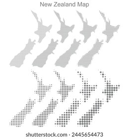 New Zealand Dotted map in different dot sizes