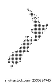 New Zealand - Dotted Map. Map formed by Dots. Vector Illustration